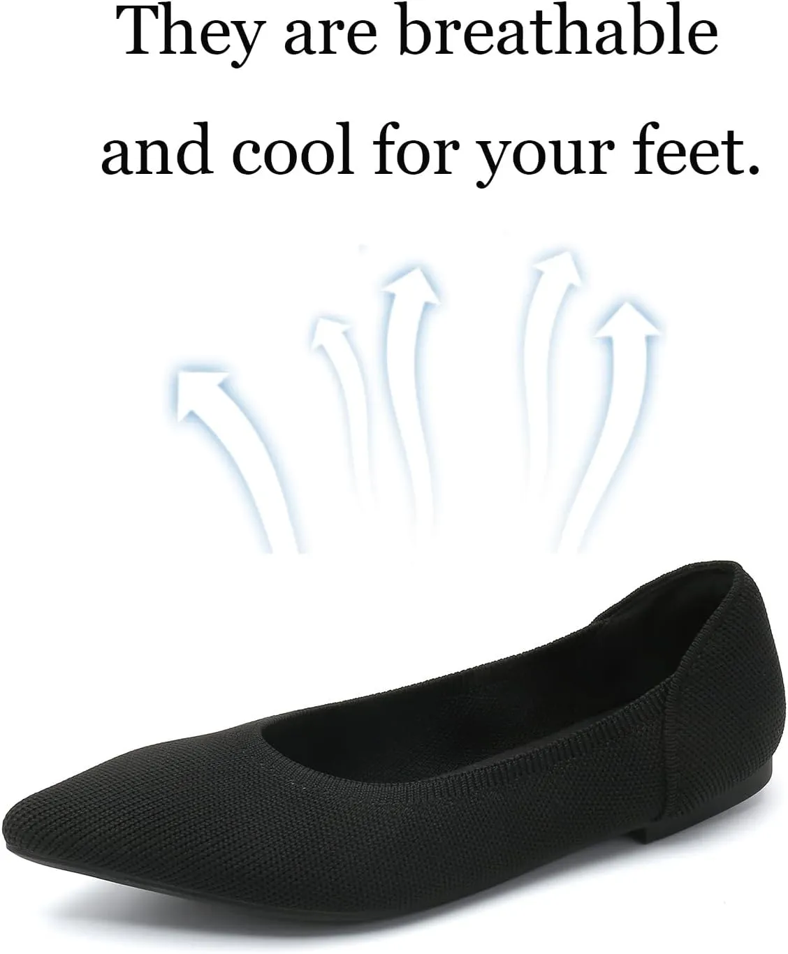 Women's Ballet Flats Comfort Breathable Mesh Knit Leopard Black Pointed Toe Slip On Shoes