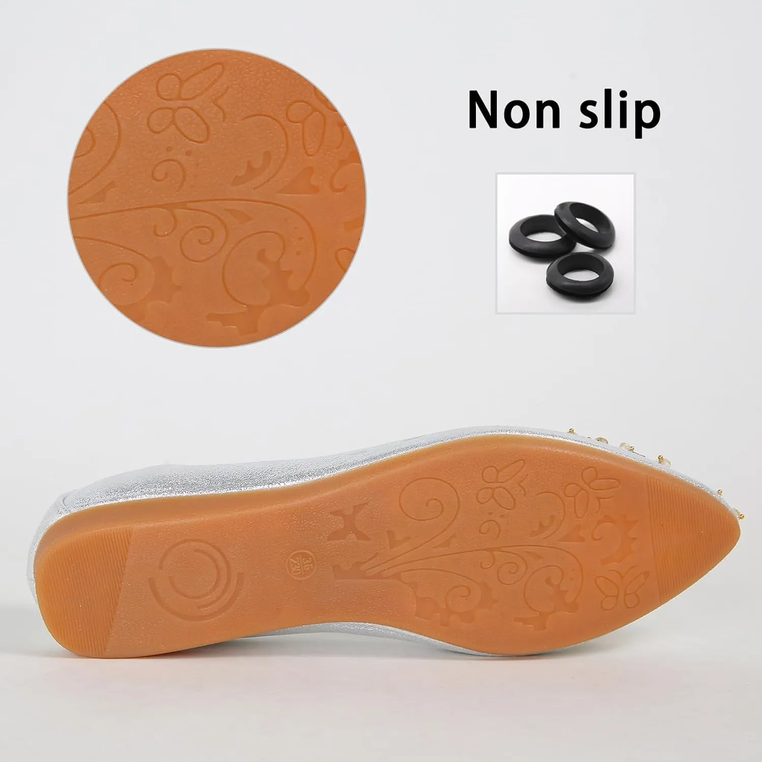 Womens Ballet Flats Foldable Rhinestone Pointed Toe Comfortable Slip on Wedding Flat Shoes Dress Flats for Women