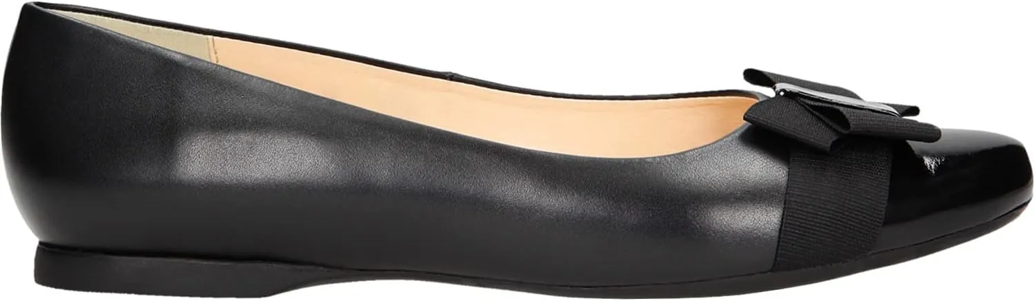 Women's Ballet Flats/Flat Sole/Classic and Elegant/Leather Shoes/Fashionable Balerina Shoes - 44009-71, Black