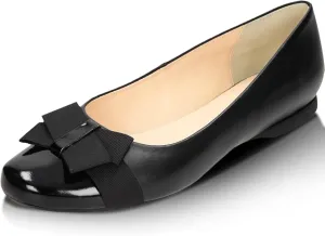 Women's Ballet Flats/Flat Sole/Classic and Elegant/Leather Shoes/Fashionable Balerina Shoes - 44009-71, Black