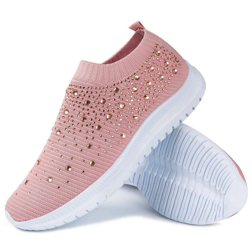 Women’s Breathable Sparkly Crystal Slip-on Shoes