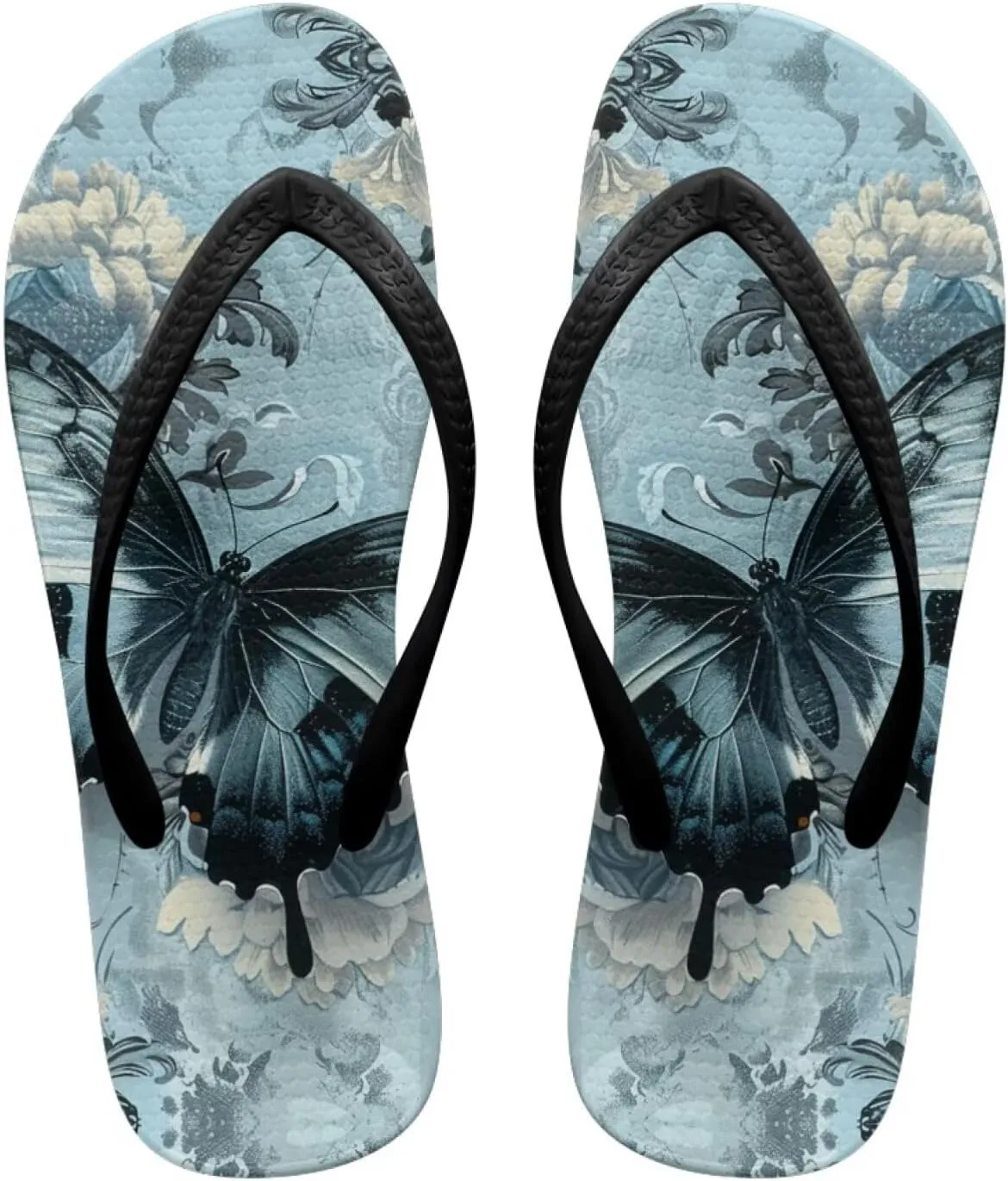 Women's Butterfly Dragonfly Flip Flop Thong Sandal Yoga Mat Comfortable Beach Pool Walking Slippers