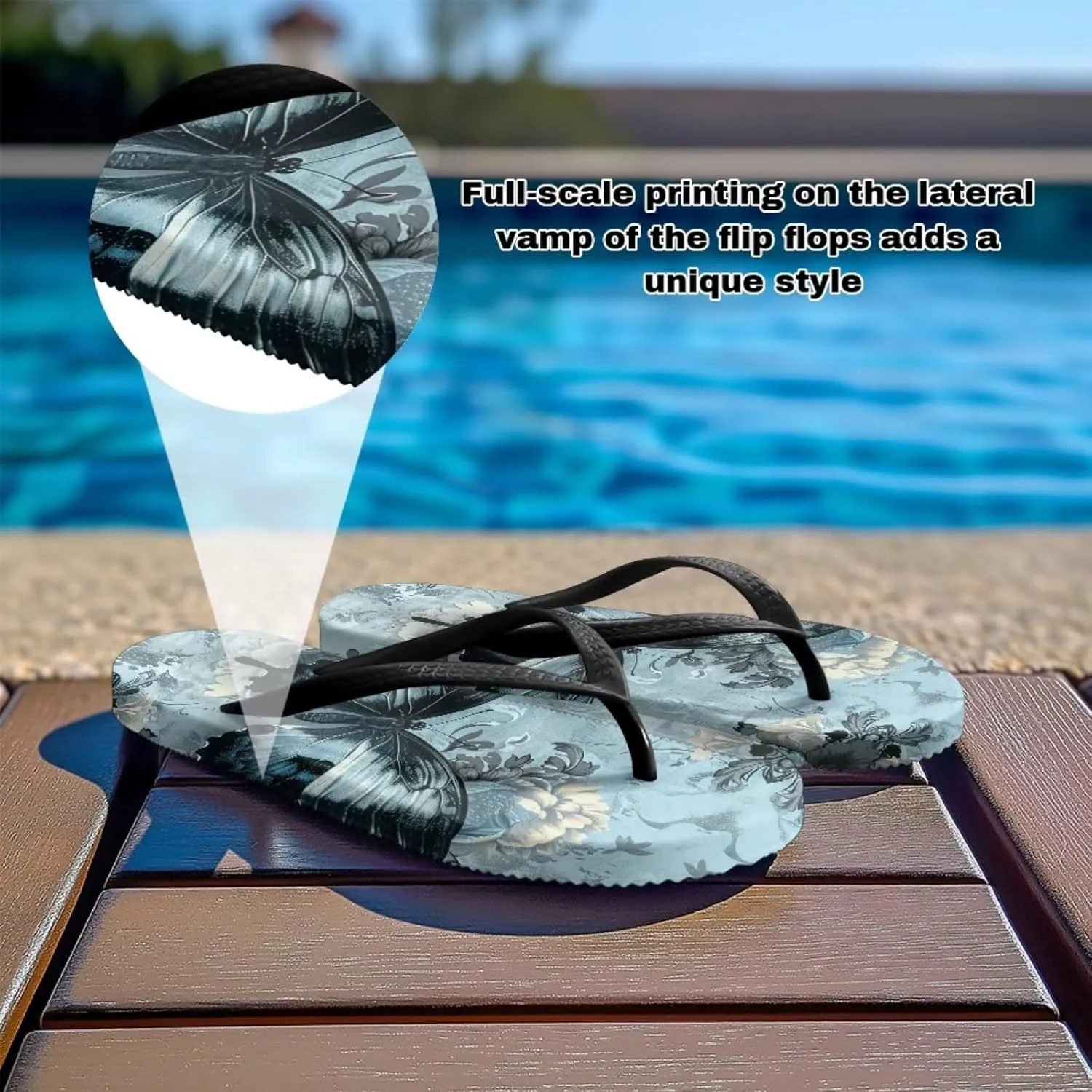 Women's Butterfly Dragonfly Flip Flop Thong Sandal Yoga Mat Comfortable Beach Pool Walking Slippers
