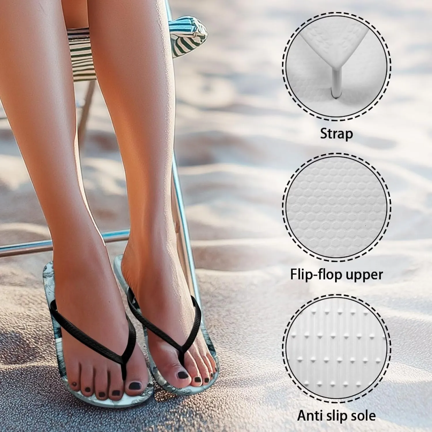 Women's Butterfly Dragonfly Flip Flop Thong Sandal Yoga Mat Comfortable Beach Pool Walking Slippers