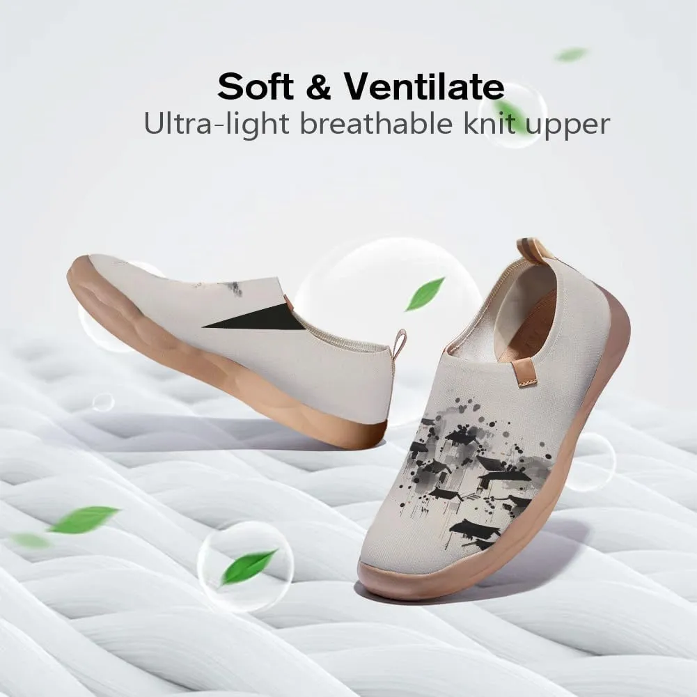 Women's Comfort Soft Walking Shoes Slip On Sneakers Knitted Art Painted Casual Loafers