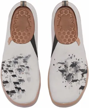 Women's Comfort Soft Walking Shoes Slip On Sneakers Knitted Art Painted Casual Loafers
