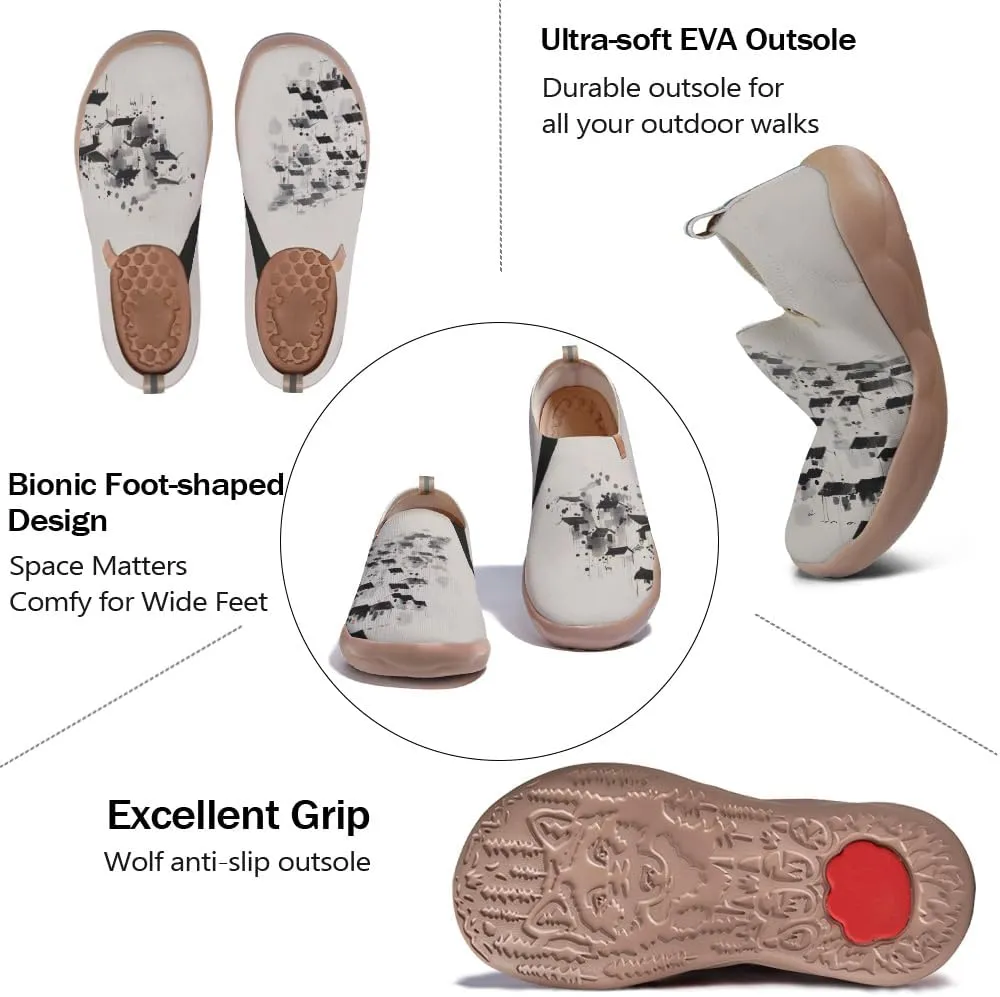 Women's Comfort Soft Walking Shoes Slip On Sneakers Knitted Art Painted Casual Loafers