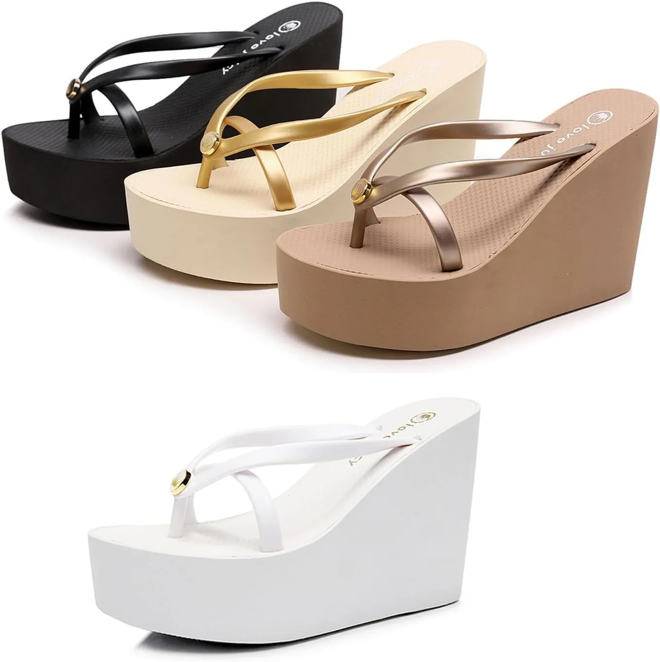 Women's Elastic Lace-Up Slip On Platform Wedge Flip Flop Fashion Round Peep Toe Non-Slip Platform Heighten Clip Toe Flip Flop Summer Leisure Vacation Beach Sandals