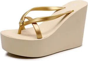 Women's Elastic Lace-Up Slip On Platform Wedge Flip Flop Fashion Round Peep Toe Non-Slip Platform Heighten Clip Toe Flip Flop Summer Leisure Vacation Beach Sandals