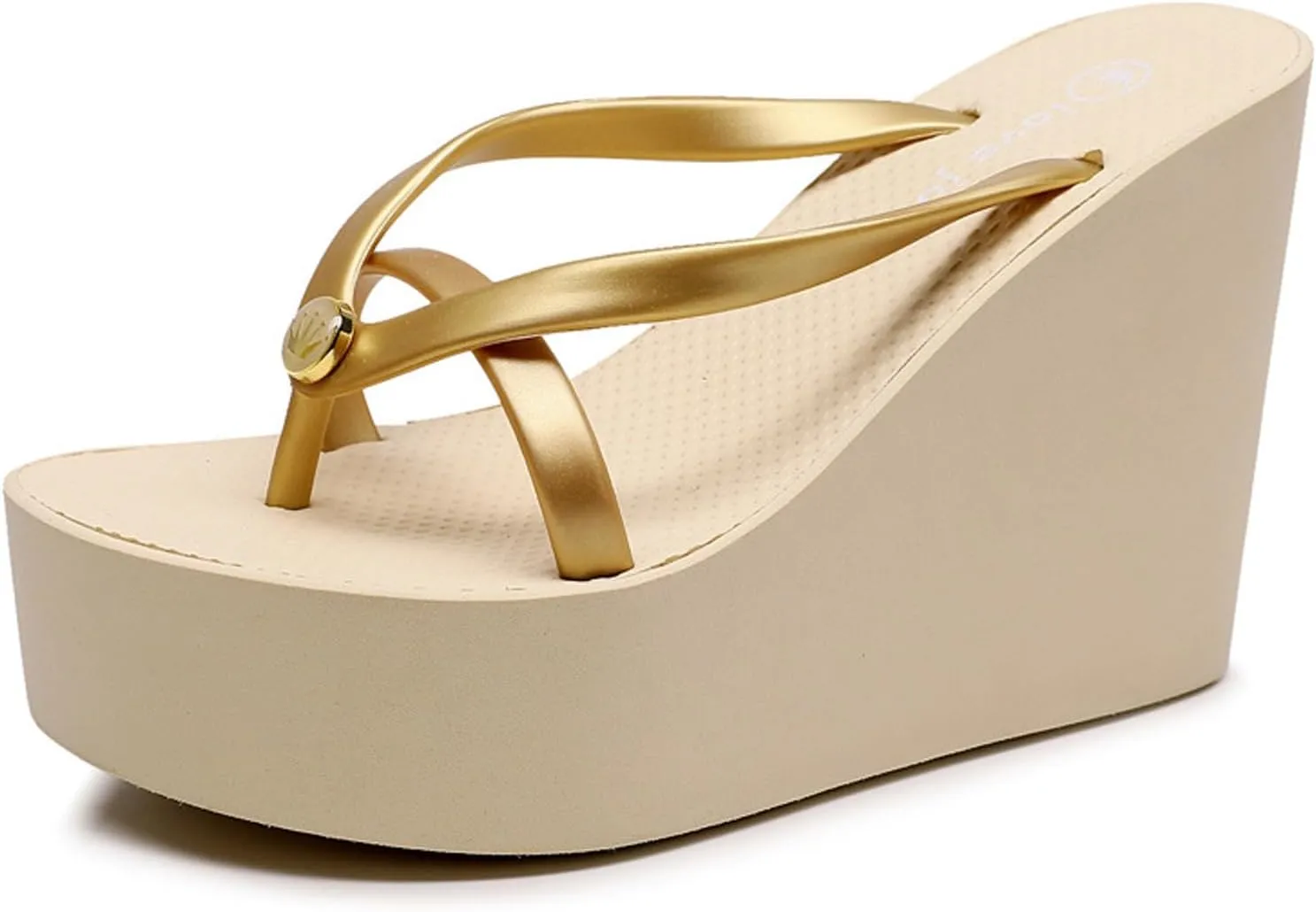Women's Elastic Lace-Up Slip On Platform Wedge Flip Flop Fashion Round Peep Toe Non-Slip Platform Heighten Clip Toe Flip Flop Summer Leisure Vacation Beach Sandals
