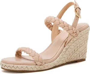 Womens Espadrille Wedge Sandals Heels Platform Braided Ankle Strap Buckle Open Toe Summer Party Dress Shoes