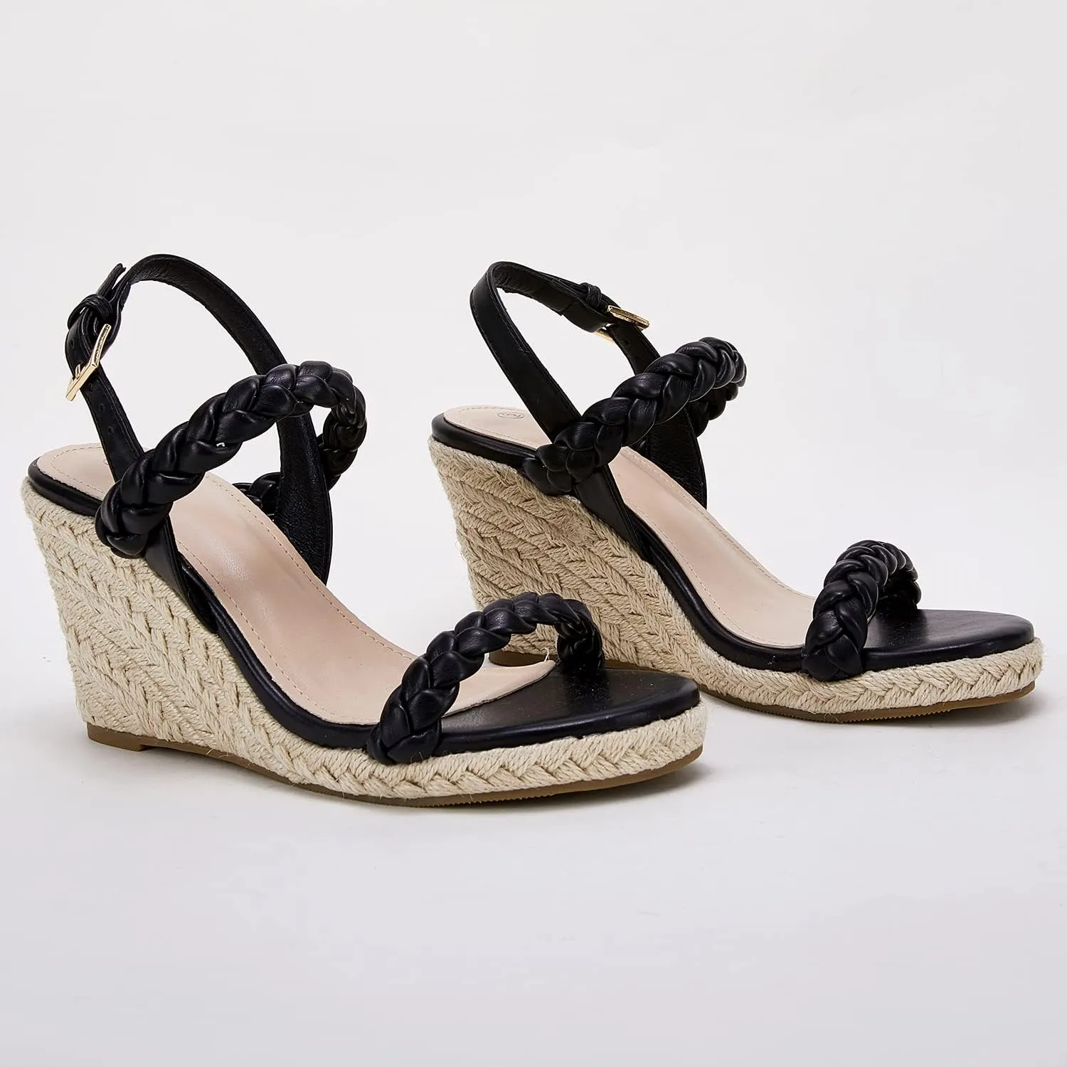 Womens Espadrille Wedge Sandals Heels Platform Braided Ankle Strap Buckle Open Toe Summer Party Dress Shoes