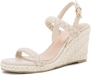 Womens Espadrille Wedge Sandals Heels Platform Braided Ankle Strap Buckle Open Toe Summer Party Dress Shoes