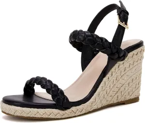 Womens Espadrille Wedge Sandals Heels Platform Braided Ankle Strap Buckle Open Toe Summer Party Dress Shoes