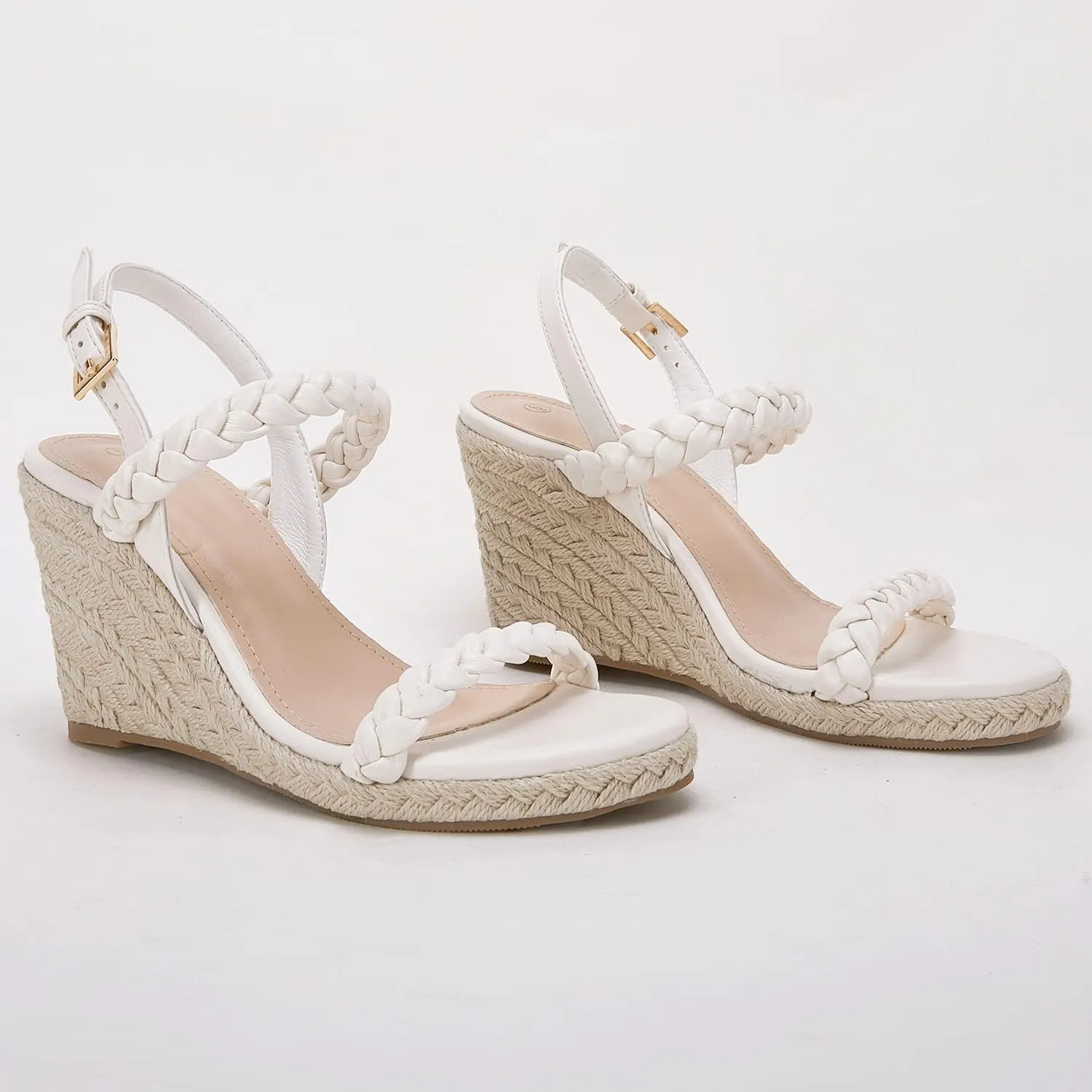 Womens Espadrille Wedge Sandals Heels Platform Braided Ankle Strap Buckle Open Toe Summer Party Dress Shoes