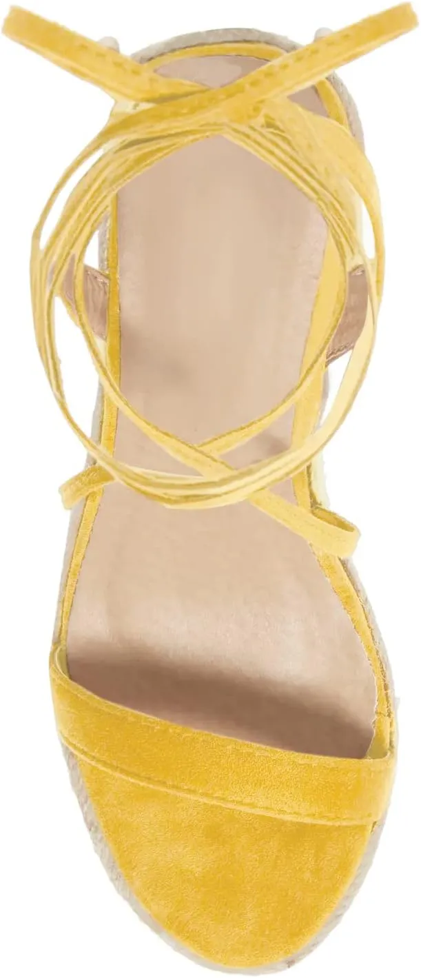 Women's Espadrille Wedges Lace Up Platform Ankle Cross Strap Slingback Summer Dress Sandals