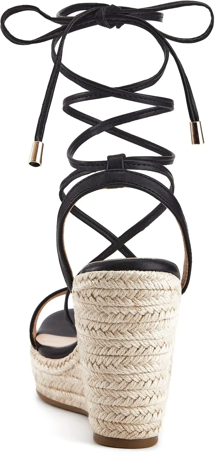 Women's Espadrille Wedges Lace Up Platform Ankle Cross Strap Slingback Summer Dress Sandals