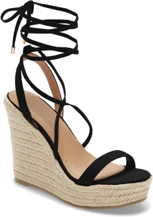 Women's Espadrille Wedges Lace Up Platform Ankle Cross Strap Slingback Summer Dress Sandals