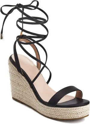 Women's Espadrille Wedges Lace Up Platform Ankle Cross Strap Slingback Summer Dress Sandals