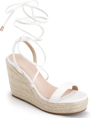 Women's Espadrille Wedges Lace Up Platform Ankle Cross Strap Slingback Summer Dress Sandals
