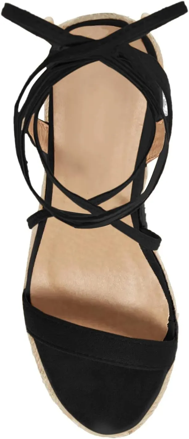 Women's Espadrille Wedges Lace Up Platform Ankle Cross Strap Slingback Summer Dress Sandals