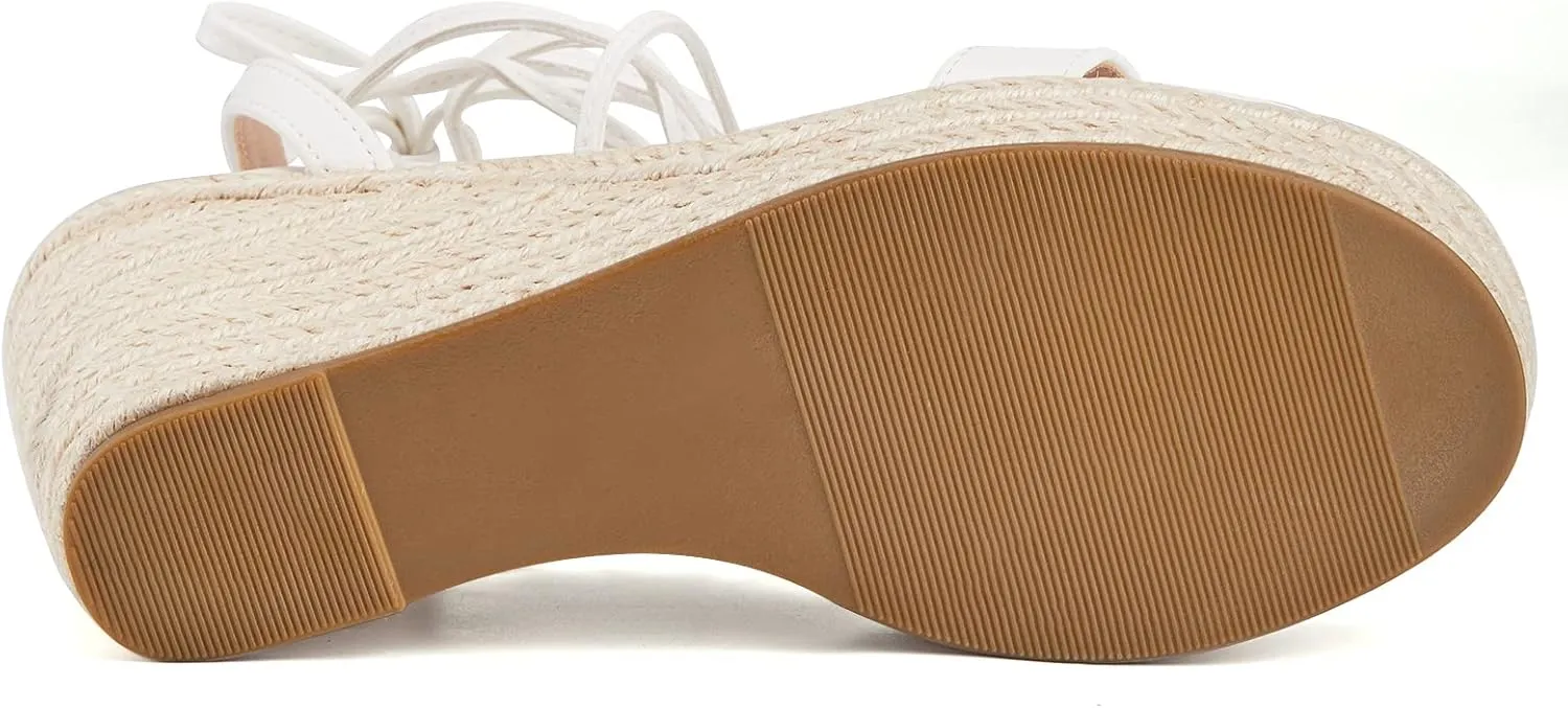 Women's Espadrille Wedges Lace Up Platform Ankle Cross Strap Slingback Summer Dress Sandals
