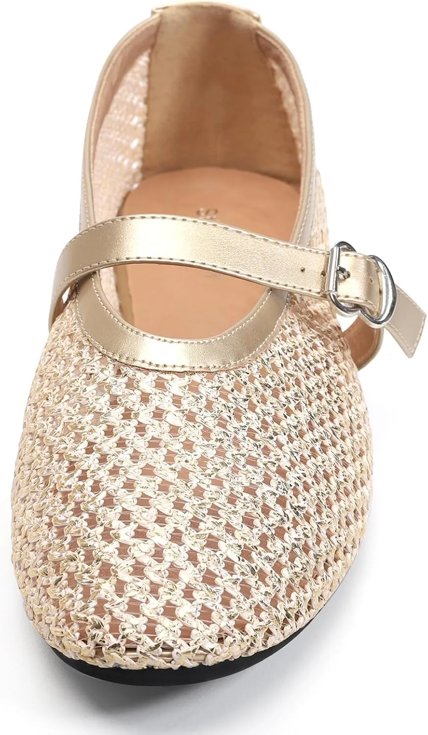 Women's Fishnet Mesh Ballet Flats with Buckle, Slip-On Dress Mary Jane Flats for Women, Elegant Lightweight Ballerina Shoes, Breathable Comfortable Wedding Party Shoe, Stylish Casual Footwear