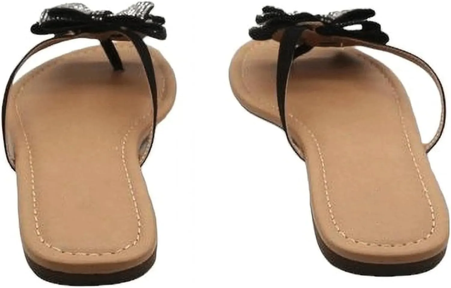Womens Flat Bow Sparkly Flip Flop Sandals,Ladies Rhinestones Comfortable Thong Slide Dressy Casual Cute Trendy Vacation Beach Slip on Glitter Slippers Shoe