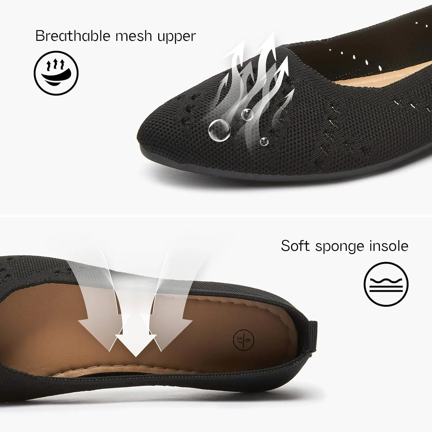 Women’s Flats Shoes Dress Shoes for Women Ballet Flats Dressy Comfortable Pointed Toe Flats Foldable Flats