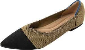 Women's Flats Shoes Pointed Toe Knit Ballet Comfortable Dressy Slip On Flat Classic Ballet Office Work Shoes