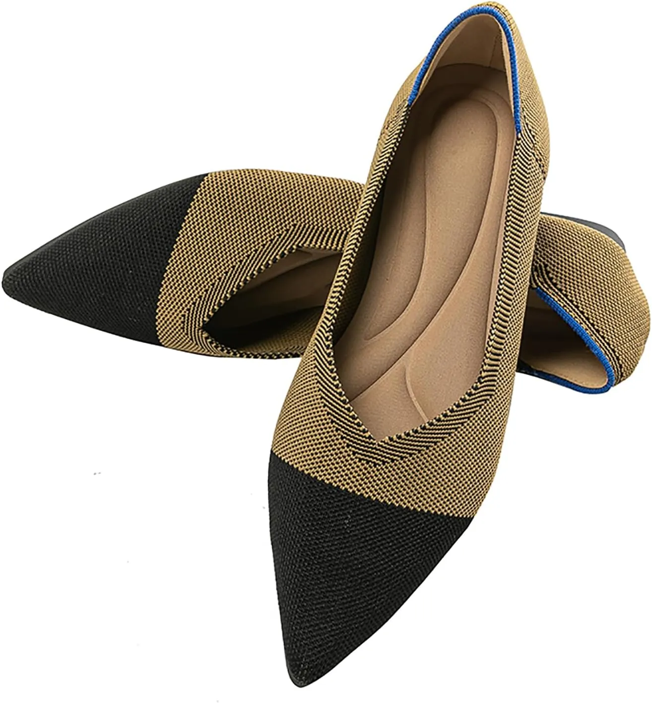 Women's Flats Shoes Pointed Toe Knit Ballet Comfortable Dressy Slip On Flat Classic Ballet Office Work Shoes