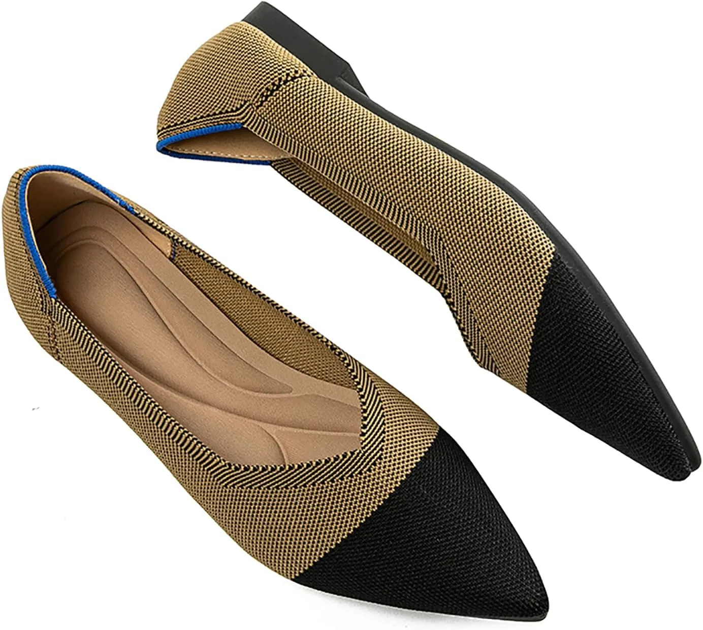 Women's Flats Shoes Pointed Toe Knit Ballet Comfortable Dressy Slip On Flat Classic Ballet Office Work Shoes