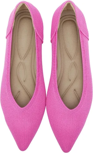 Women's Flats Shoes Pointed Toe Knit Ballet Comfortable Dressy Slip On Leopard Flat
