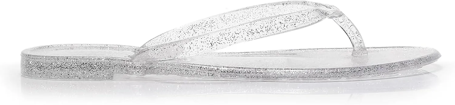 Womens Flip Flops Thong Sandals Jelly Shoes Flat for Ladies Slides Black Slippers Size 9 Slip On Summer Beach Dressy