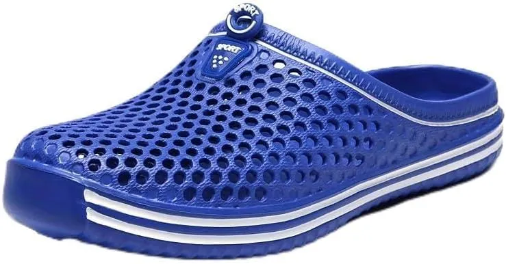 Women's Hollow Out Flat Clogs, Closed Toe Breathable Non Slip Garden Mules, Casual Beach Slide Shoes