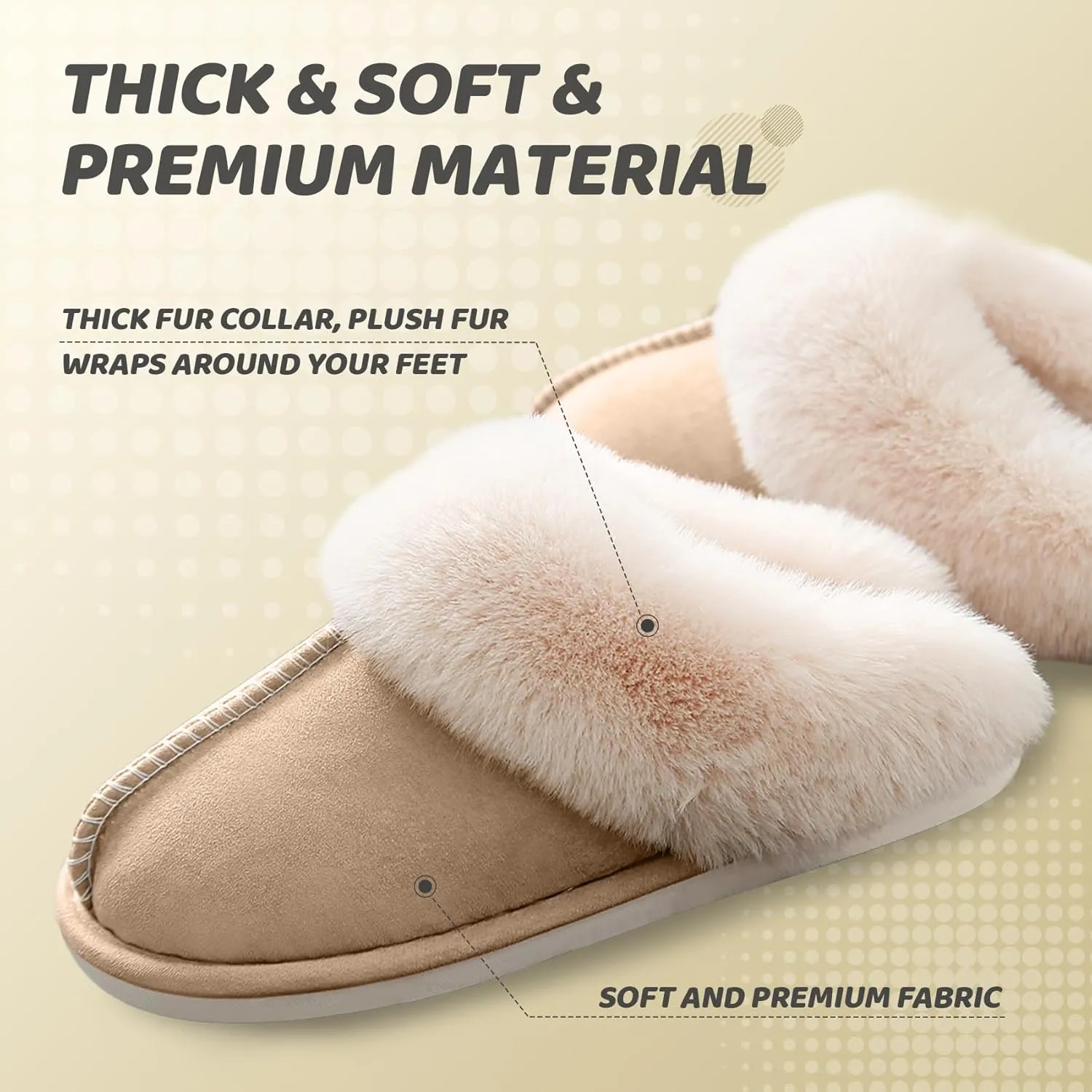 Women's House Slippers Memory Foam Fluffy Soft Slippers, Slip on Winter Warm Shoes for Women