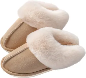 Women's House Slippers Memory Foam Fluffy Soft Slippers, Slip on Winter Warm Shoes for Women