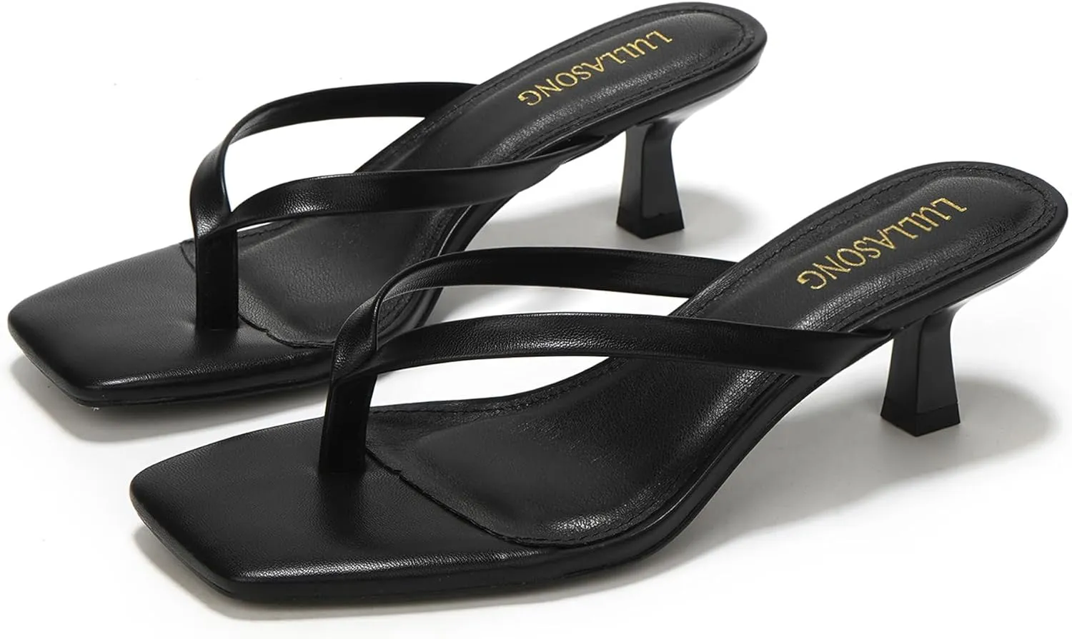 Women's Kitten Heels Sandals Square Open Toe Flip Flop Heels 1.8-2 Inch Heeled Sandals for Women