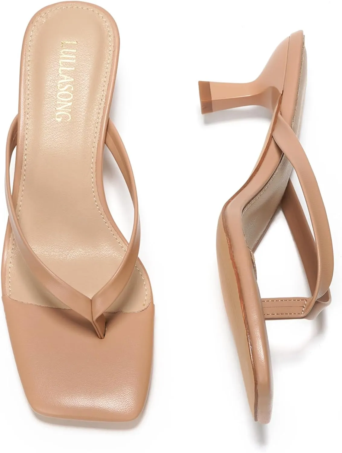 Women's Kitten Heels Sandals Square Open Toe Flip Flop Heels 1.8-2 Inch Heeled Sandals for Women