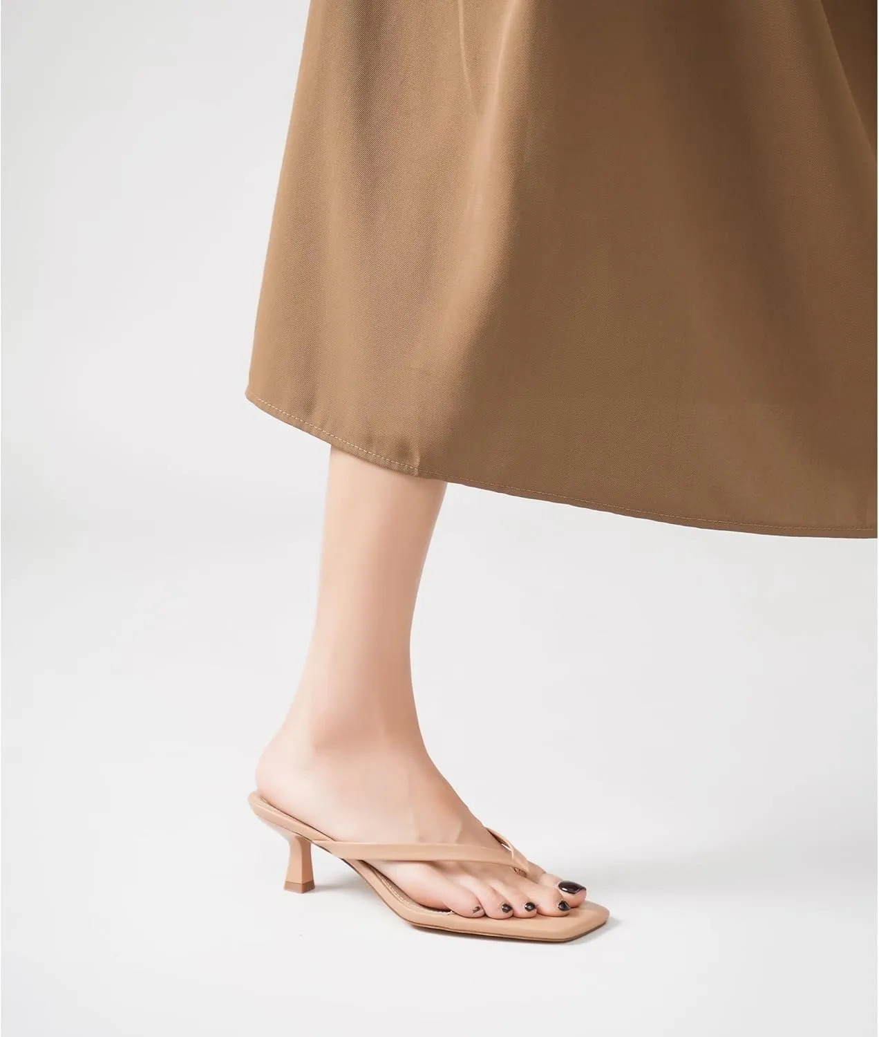 Women's Kitten Heels Sandals Square Open Toe Flip Flop Heels 1.8-2 Inch Heeled Sandals for Women