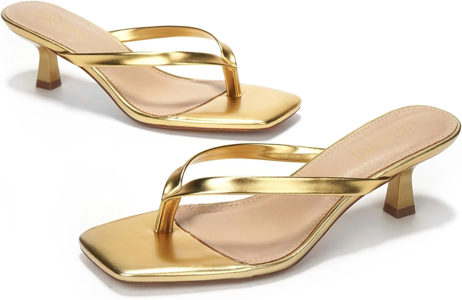 Women's Kitten Heels Sandals Square Open Toe Flip Flop Heels 1.8-2 Inch Heeled Sandals for Women