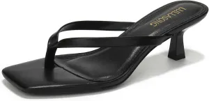 Women's Kitten Heels Sandals Square Open Toe Flip Flop Heels 1.8-2 Inch Heeled Sandals for Women