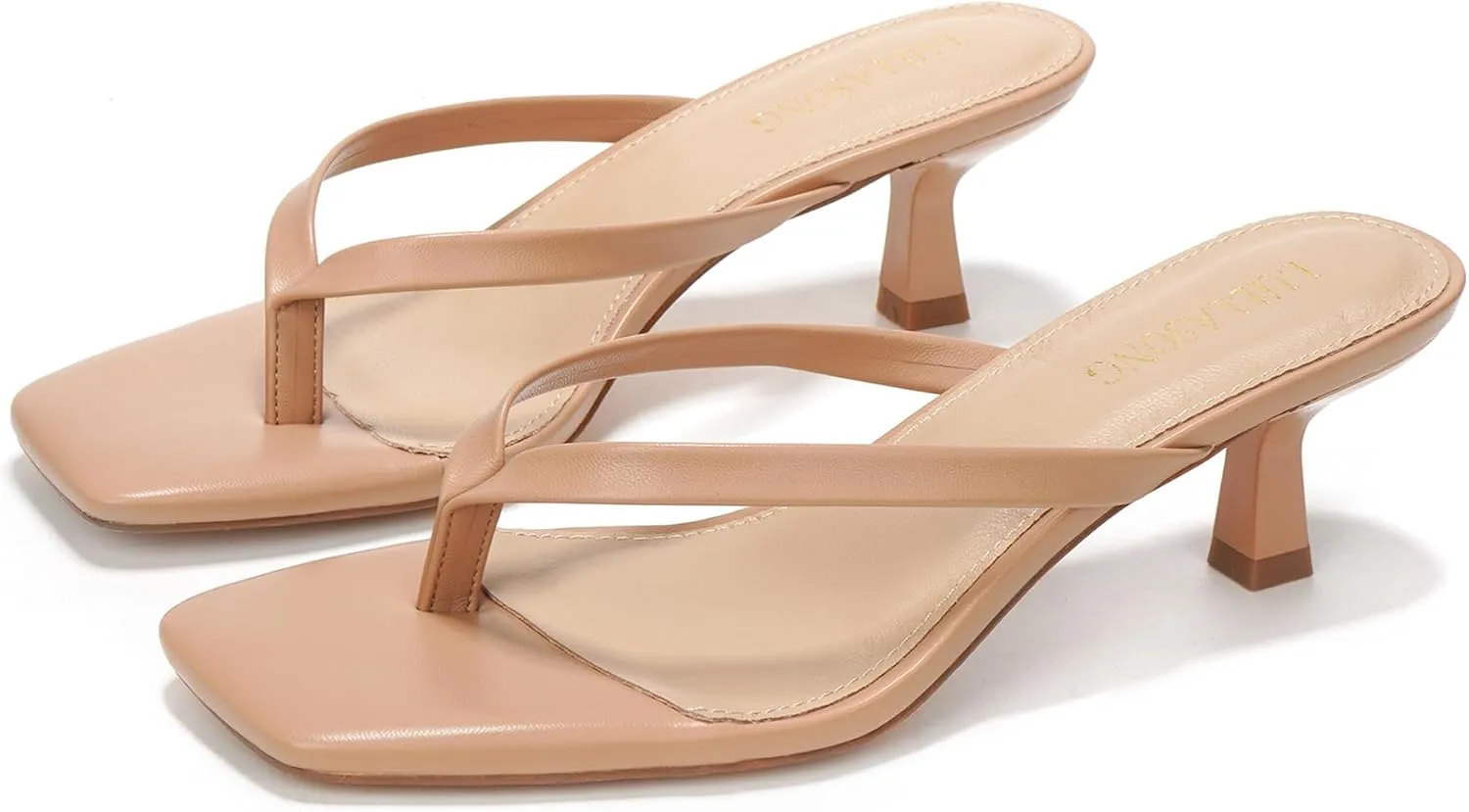 Women's Kitten Heels Sandals Square Open Toe Flip Flop Heels 1.8-2 Inch Heeled Sandals for Women