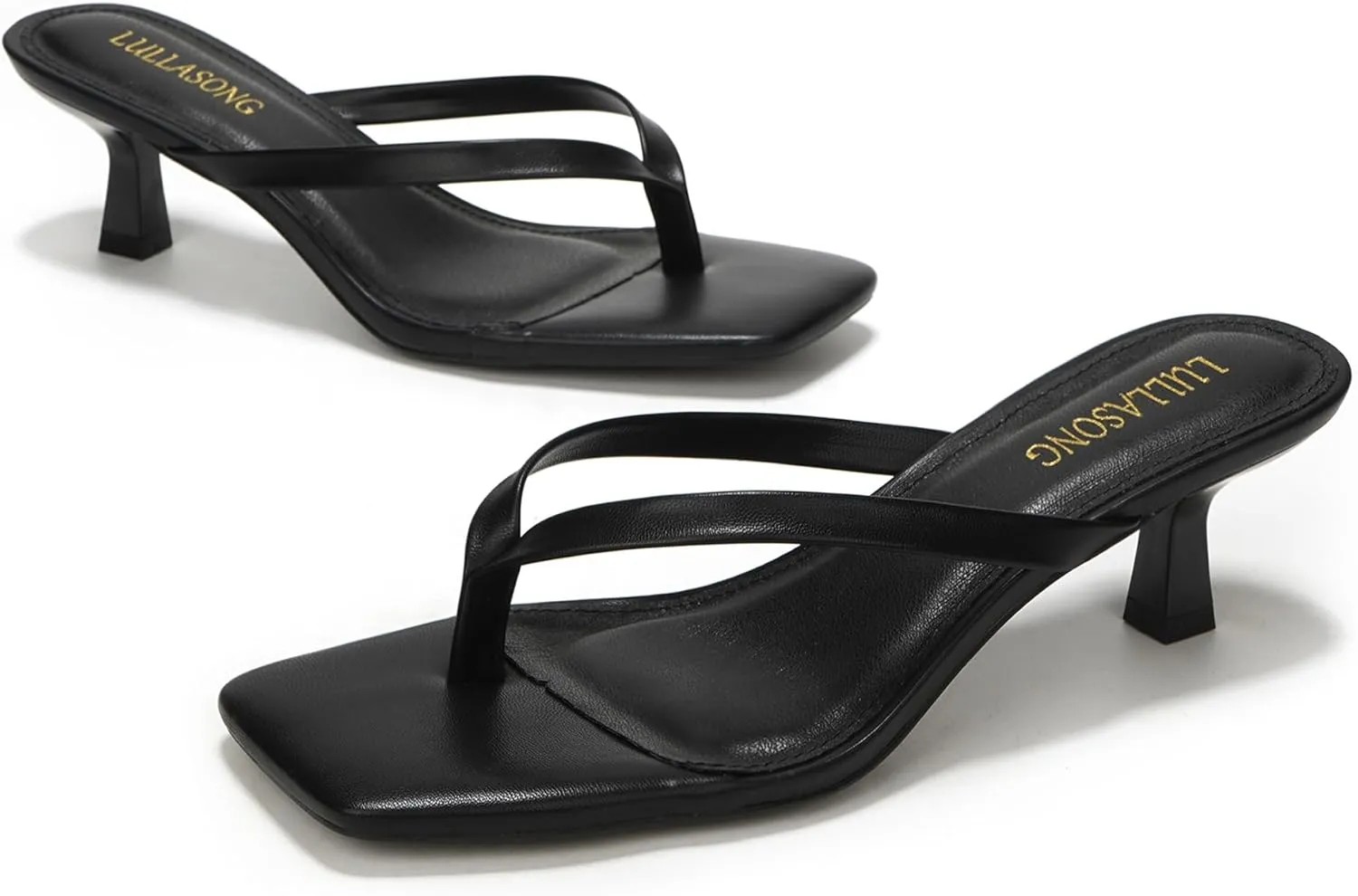 Women's Kitten Heels Sandals Square Open Toe Flip Flop Heels 1.8-2 Inch Heeled Sandals for Women