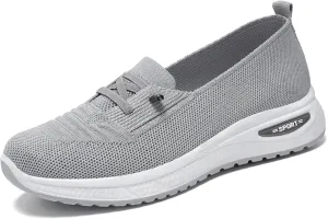 Women's Knitted Mesh Slip On Loafers Lightweight Breathable Orthopedic Soft Sole Flat Sneakers Casual Non-Slip Driving Walking Shoes
