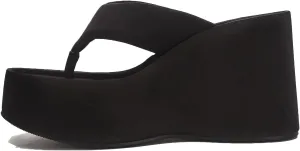 Women's Lace-Up Platform Wedge Flip Flops Summer Round Peep Toe Slip-on Platform Heel Flip Flop Sandals Casual Beach Vacation Sandals