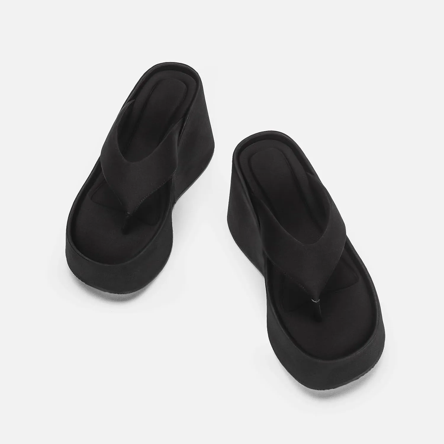Women's Lace-Up Platform Wedge Flip Flops Summer Round Peep Toe Slip-on Platform Heel Flip Flop Sandals Casual Beach Vacation Sandals