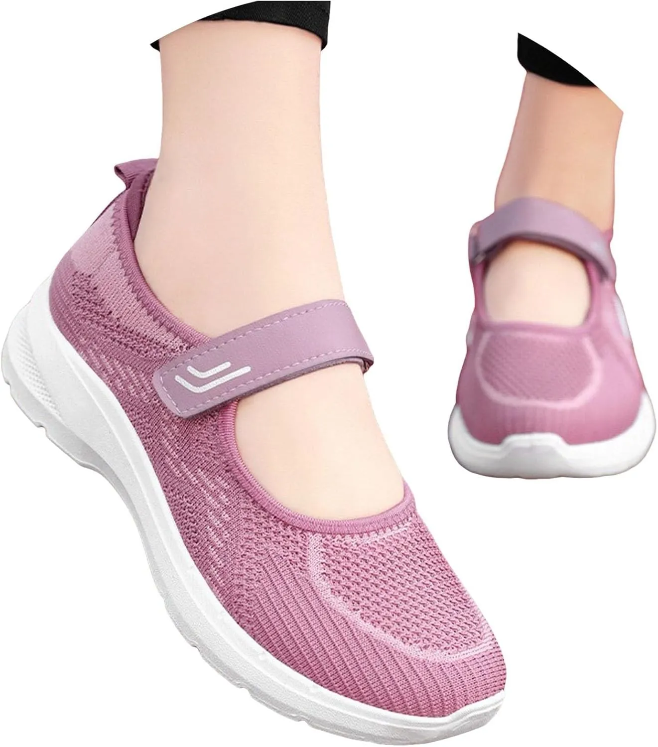 Women’s Lightweight Walking Shoes Mesh Breathable Slip On Mary Jane Sneaker Casual Soft Casual Toddler Shoes Girls