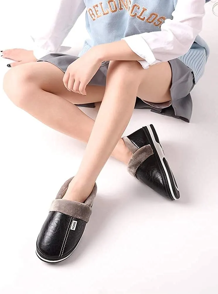 Women's Men's Soft House Felt Slippers Suede Indoor Slip On Cotton Shoes Memory Foam Anti-Skid Sole