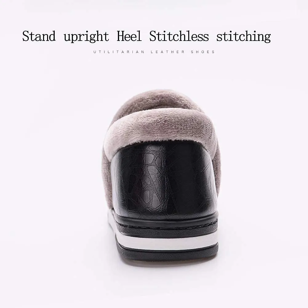 Women's Men's Soft House Felt Slippers Suede Indoor Slip On Cotton Shoes Memory Foam Anti-Skid Sole